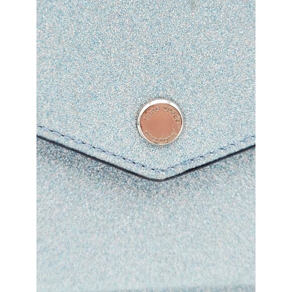 Kate Spade Brand Frosty Sky Tinsel Glitter Fabric Flap Crossbody Blue Purse - Picture 10 of 16